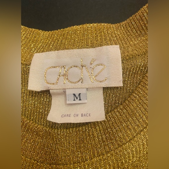 Vintage Cache Woman’s Gold Metallic Pullover Top Blouse Size Medium - Picture 4 of 8